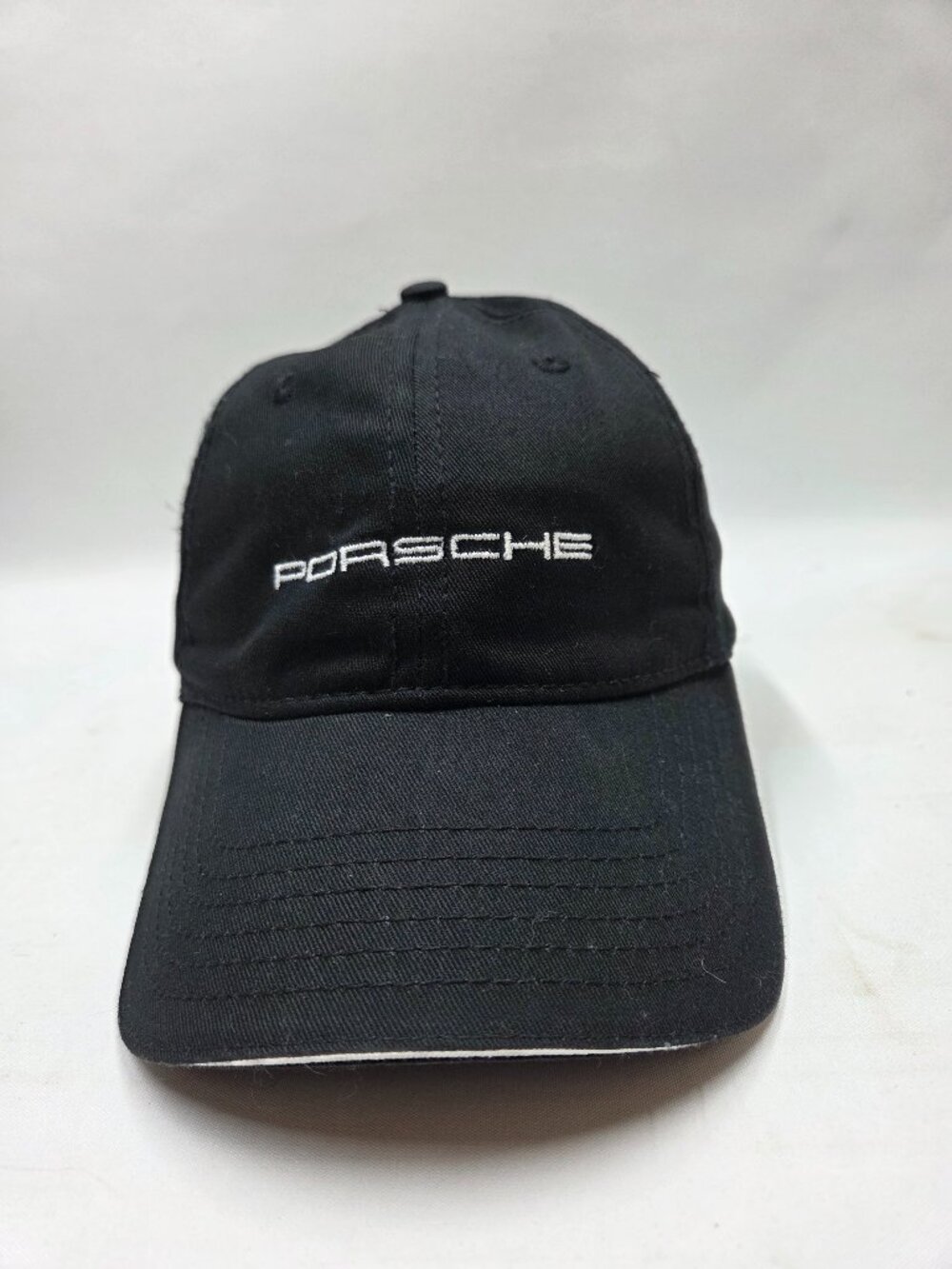 Porsche Black Adjustable Strap Hat OSFM Cotton Unisex Embroidered Lettering